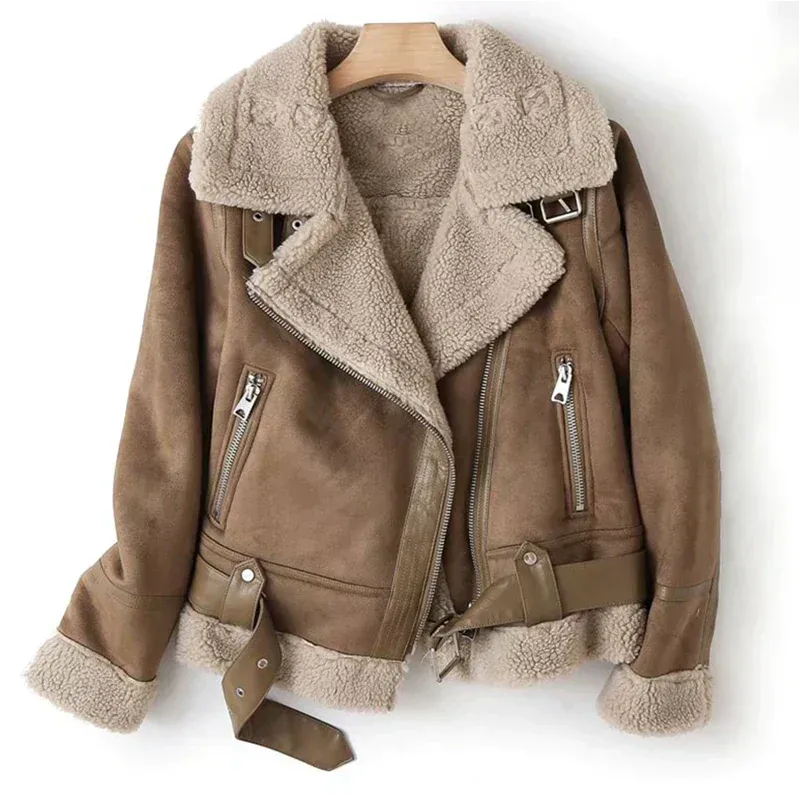 Cozy black women's aviator jacket with a structured collar, perfect for stylish winter wear.