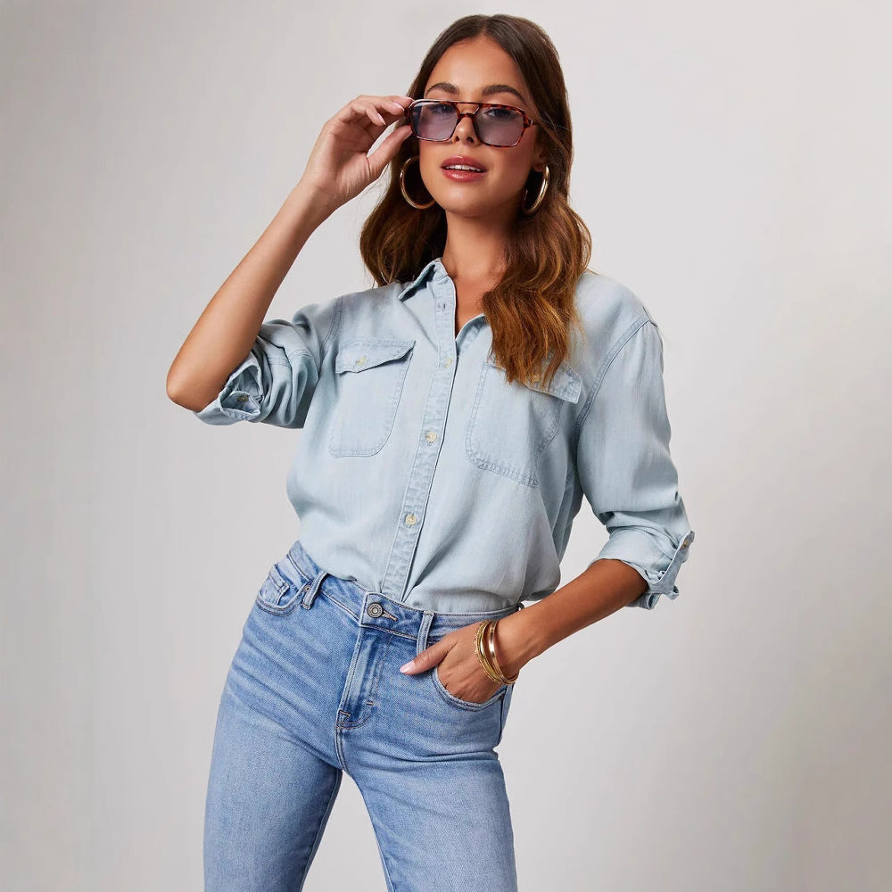 Versatile women's button-down shirt for everyday wear, offering a chic, relaxed fit and effortless style.