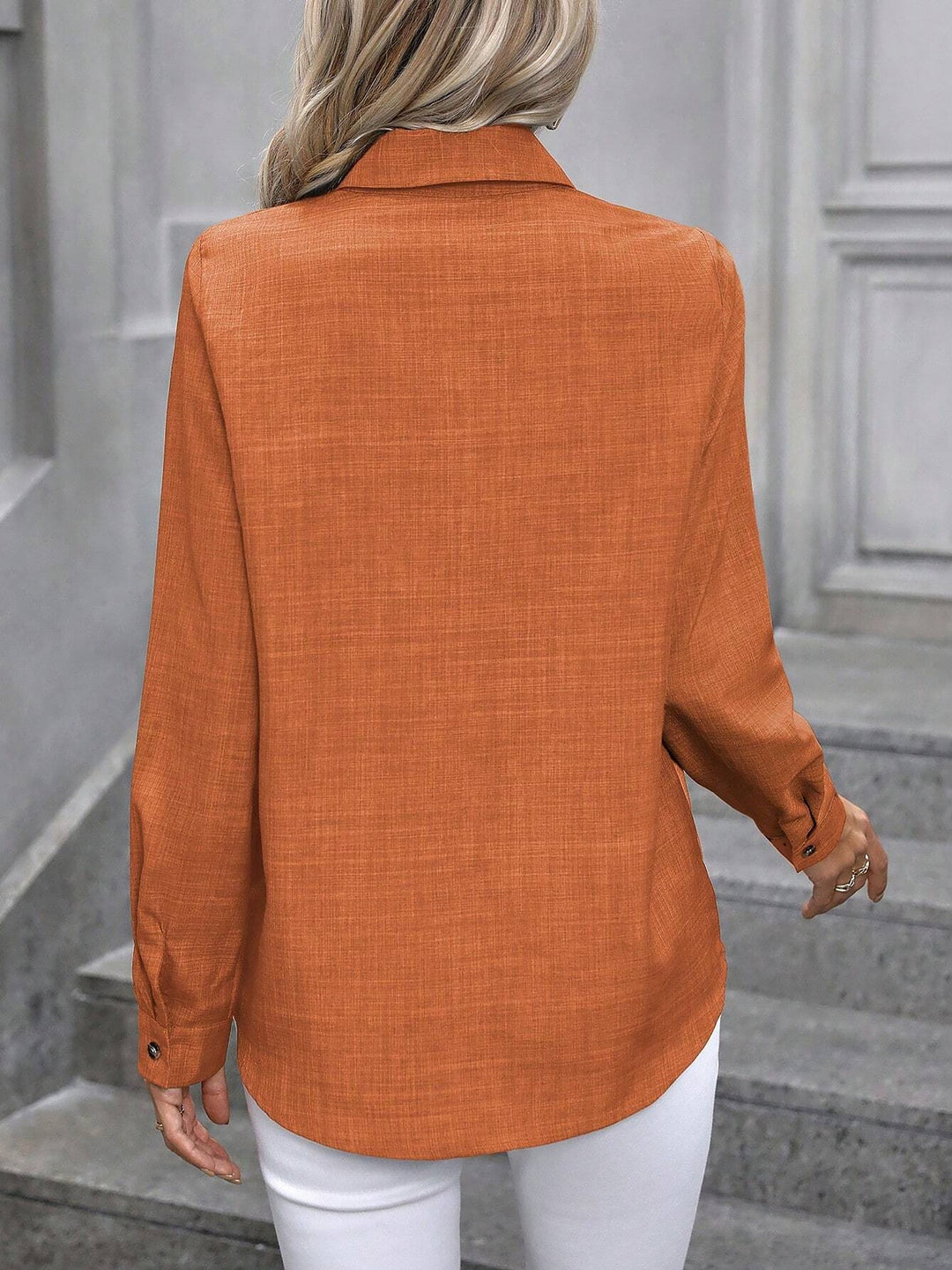 Timeless women's button-up shirt with full sleeves, a versatile piece for office & casual.