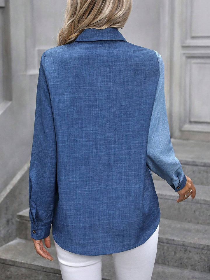 Women's casual chic long sleeve button-down shirt, perfect for relaxed everyday wear.