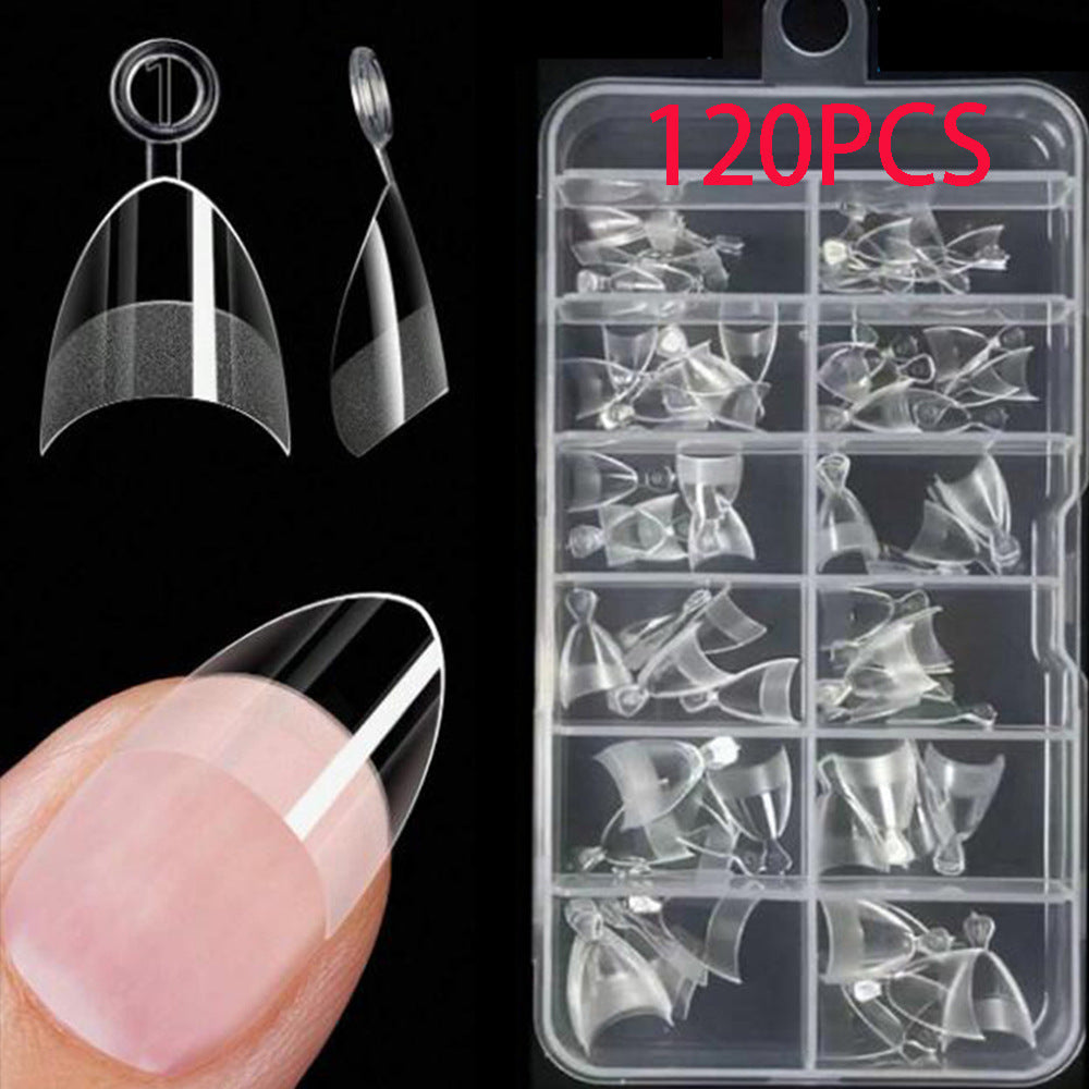Clear soft gel false nail tips for women. Seamless, professional-grade for extensions, nail art, & DIY projects.