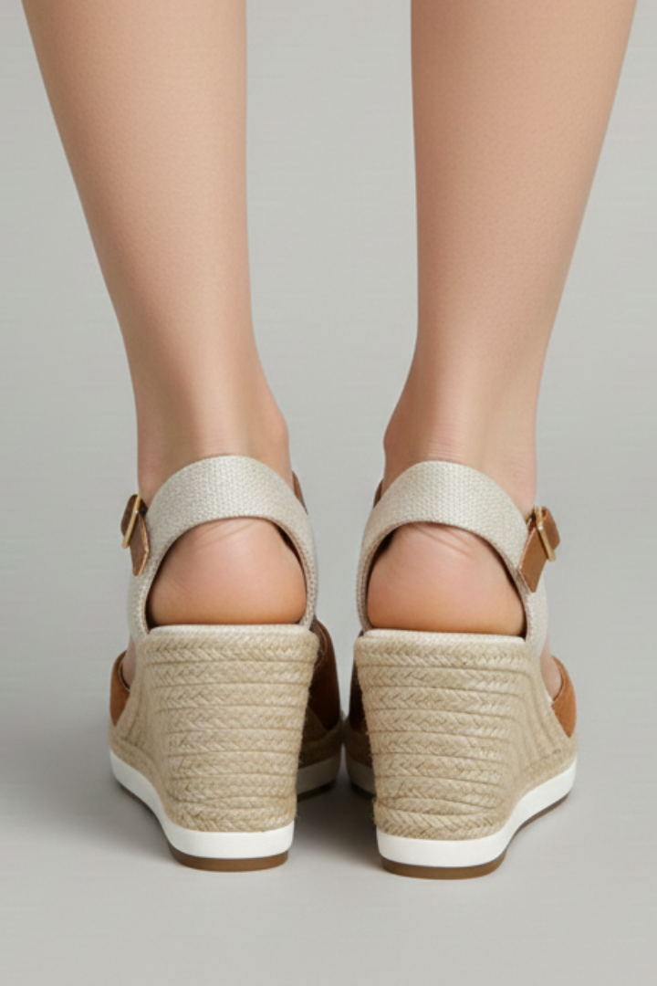 Comfortable women's closed-toe espadrille sandals with adjustable slingback strap for summer fashion.