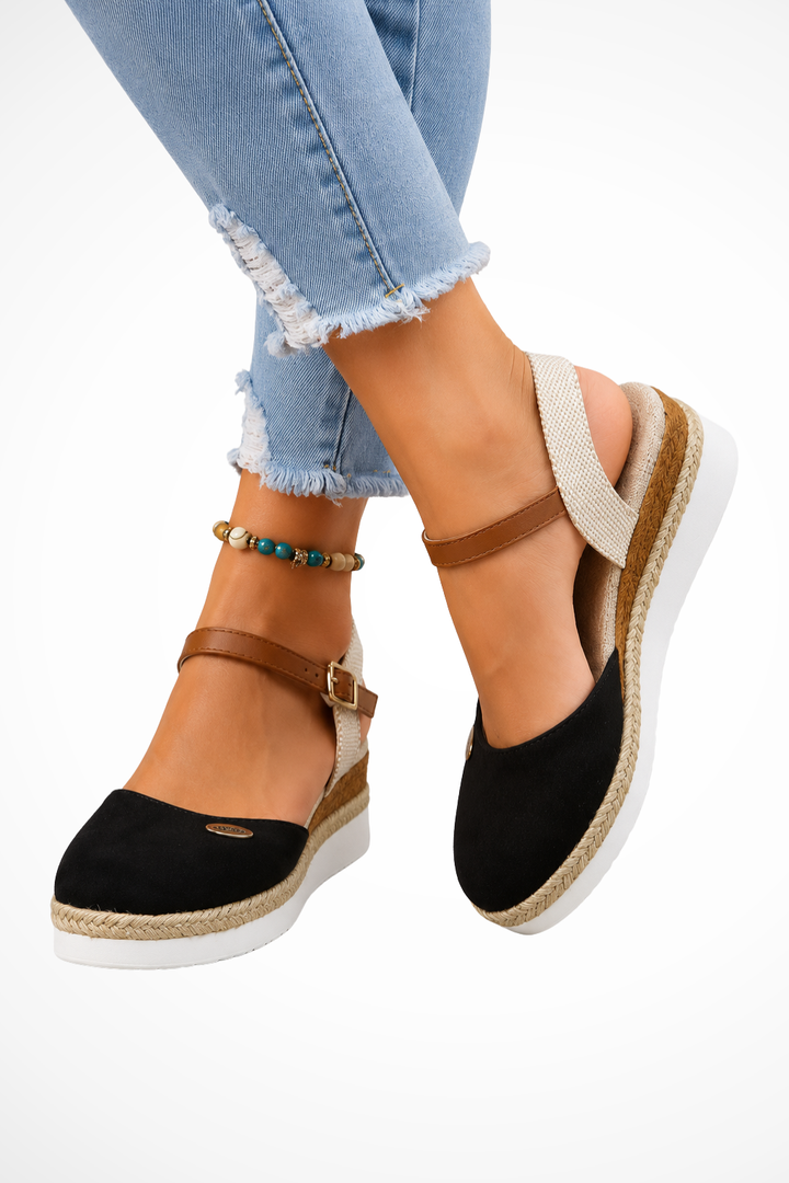 Chic women's espadrille wedges, closed toe and ankle strap, perfect versatile footwear for summer and spring.