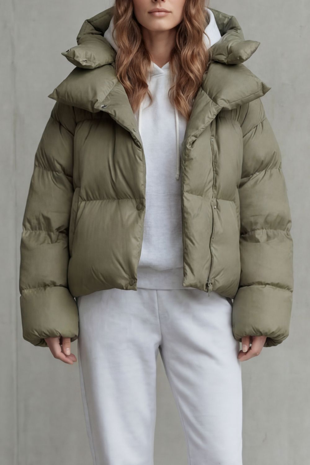 Chic women's cropped puffer jacket, cloud soft & lightweight, ideal for layering and comfortable casual style.