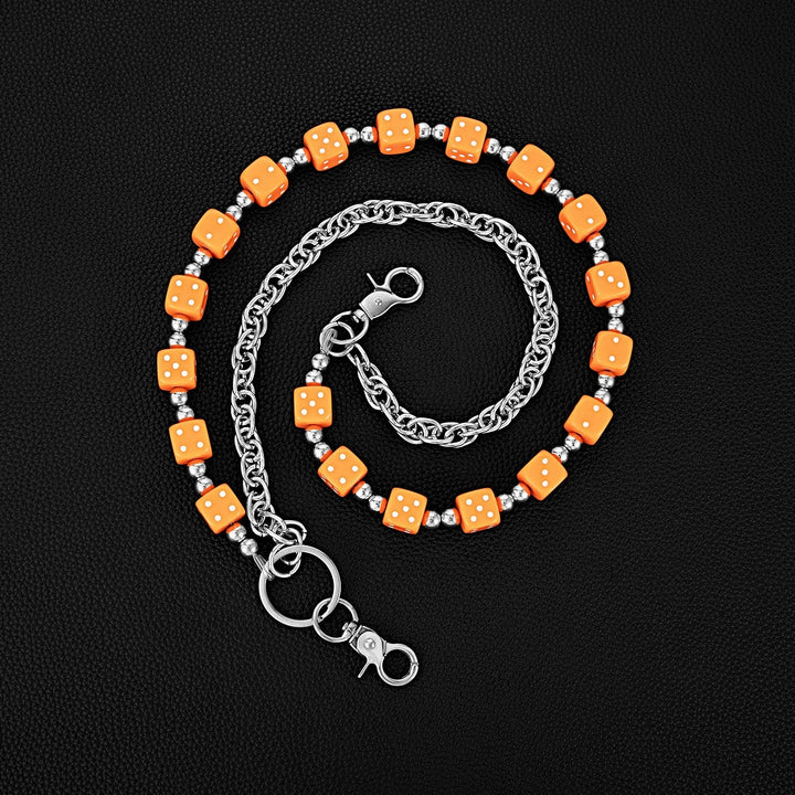 Dynamic shot of women's colorful cubes chain bracelet, highlighting its playful movement & vibrant hues.