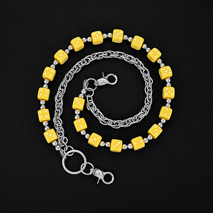 Women's delicate chain bracelet adorned with vibrant, colorful cube charms, a unique playful accessory.