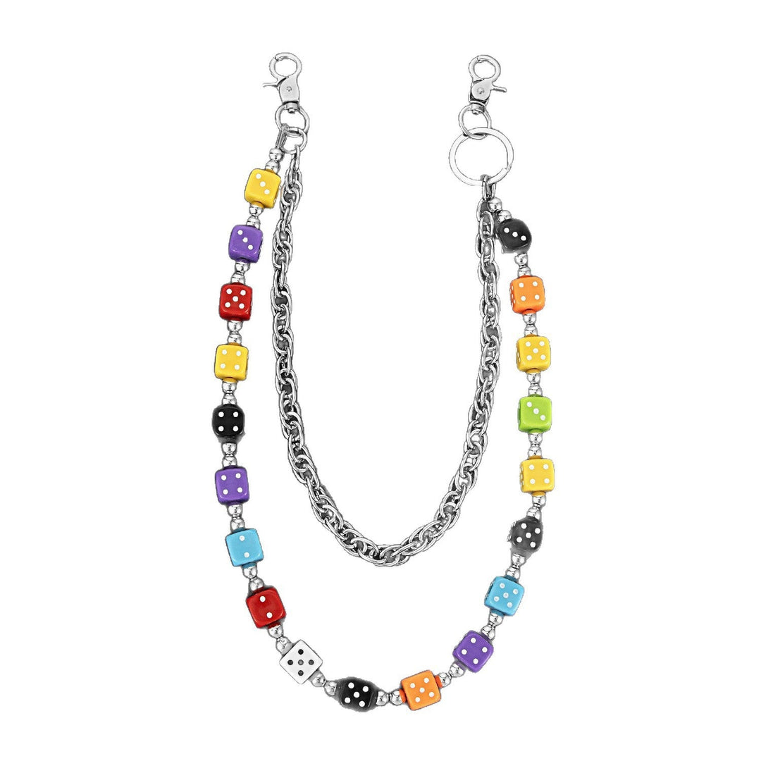 Unique women's colorful cubes chain bracelet, a vibrant & playful fashion accessory, perfect for any outfit.
