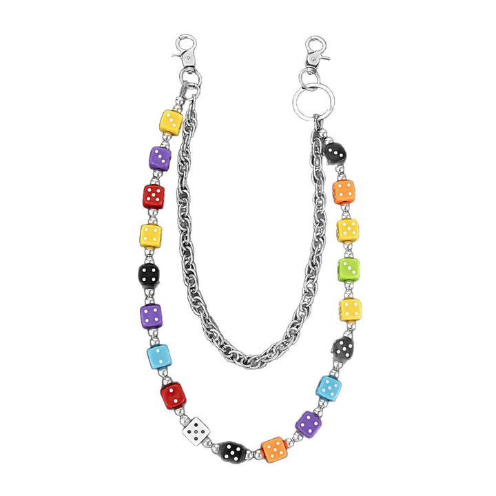 Unique women's colorful cubes chain bracelet, a vibrant & playful fashion accessory, perfect for any outfit.