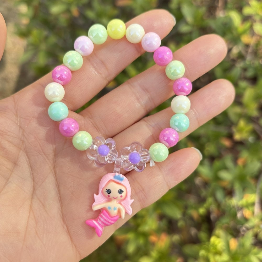 Everyday flower charm bracelet for women, featuring a spectrum of colorful beads and design.