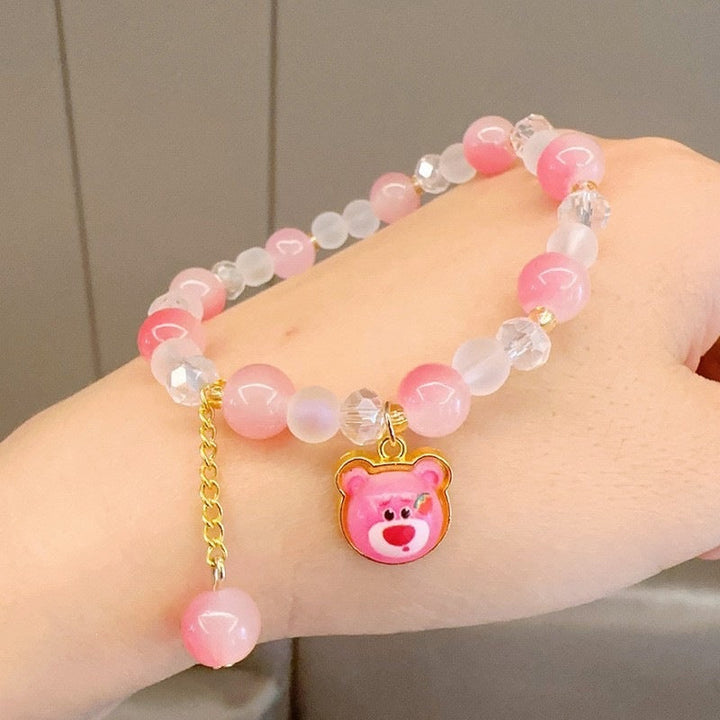 Elegant yet playful women's colorful glass bead charm bracelet, a versatile and vibrant fashion accessory.