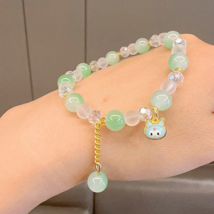 Bright and lively women's colorful glass bead charm bracelet, a perfect fashion accessory and gift for her.