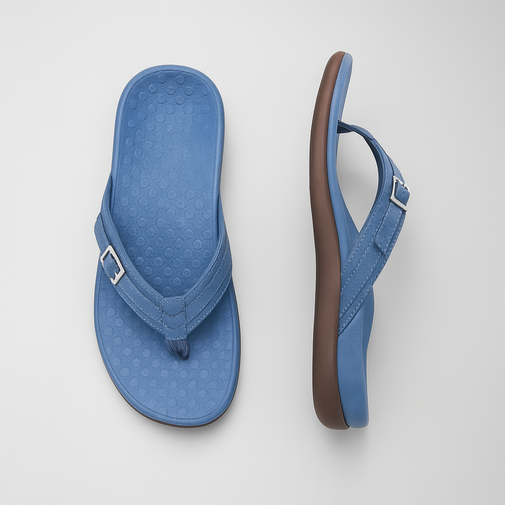 Women's comfort flip-flops with advanced arch support, ideal for foot relief & orthopedic walking.