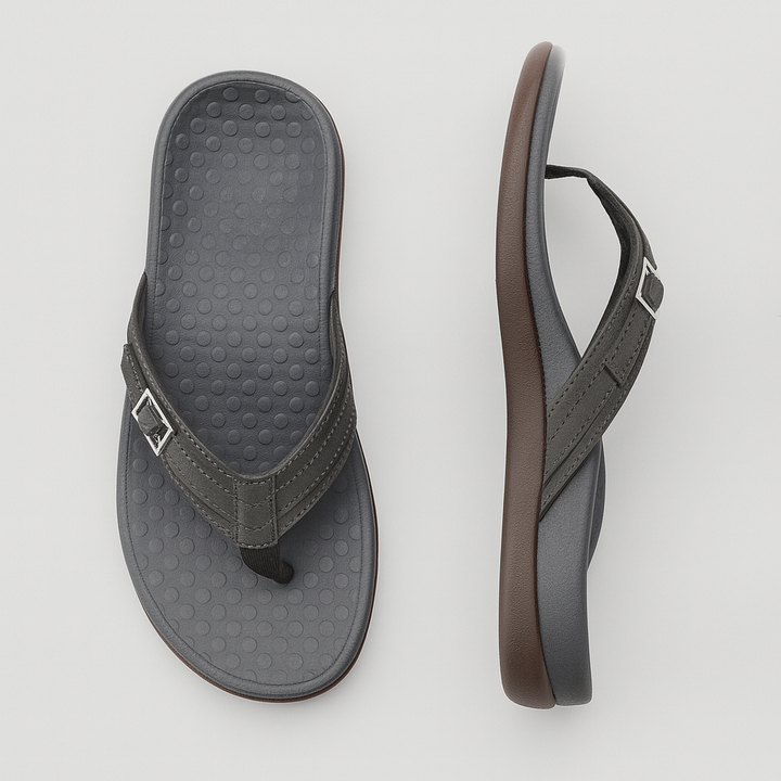 Stylish women's summer flip-flops, perfect beach shoes or casual slip-ons with supportive arch.