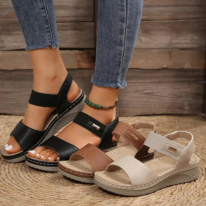 Ergonomic design women's comfort sandals, offering adjustable fit and a plush cushioned footbed.