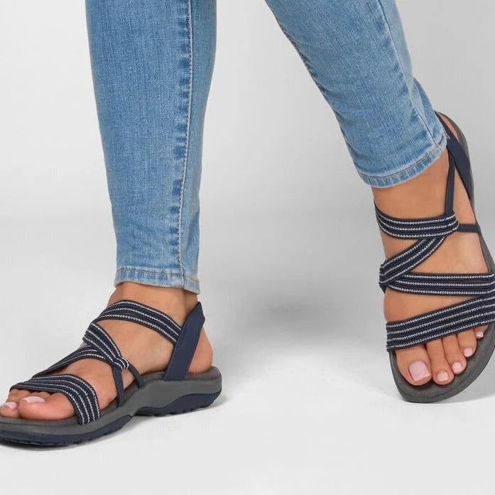 Elegant women's comfort sandals featuring adjustable straps & orthopedic support. Perfect stylish summer footwear.