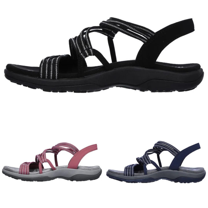 Lightweight women's walking sandals, offering orthopedic foot support for travel & everyday comfort.