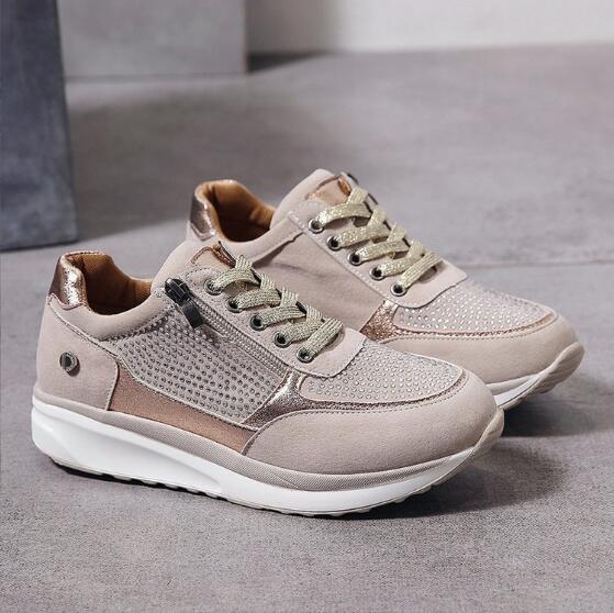 Stylish women's balance sneakers with zipper closure, offering orthopedic comfort for walking & casual wear.