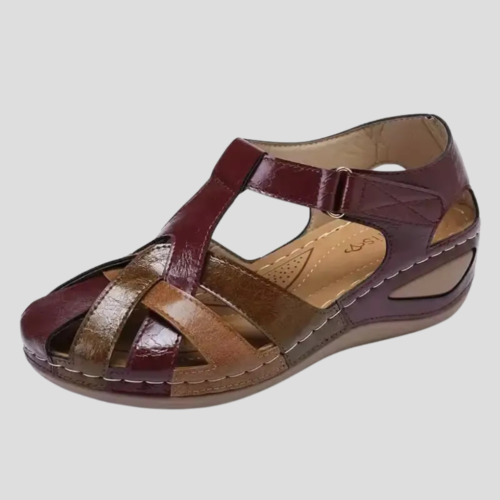 Women's comfort strappy sandals with arch support, perfect for casual summer wear & daily walking. Adjustable straps.