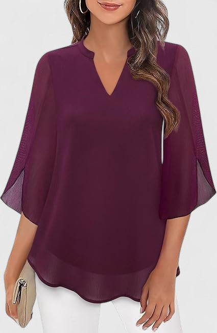 Versatile women's comfortable top, featuring an elegant A-line design for casual & office fashion.