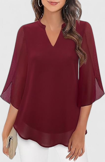 Comfortable women's blouse, A-line style, a versatile top for chic casual & professional office wear.