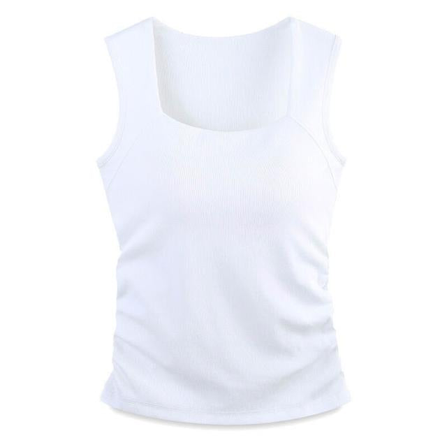 Woman wearing versatile built-in support tank top under a blazer, perfect for layering & everyday comfort.