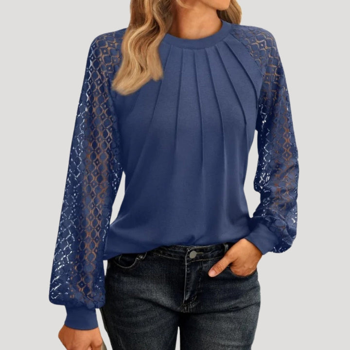 Soft knit long sleeve women's top with a relaxed fit, great for versatile styling.