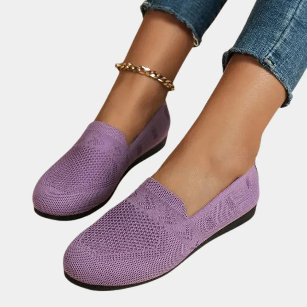 Women's comfortable orthopedic slip-on flats, providing foot support for everyday walking and casual wear.