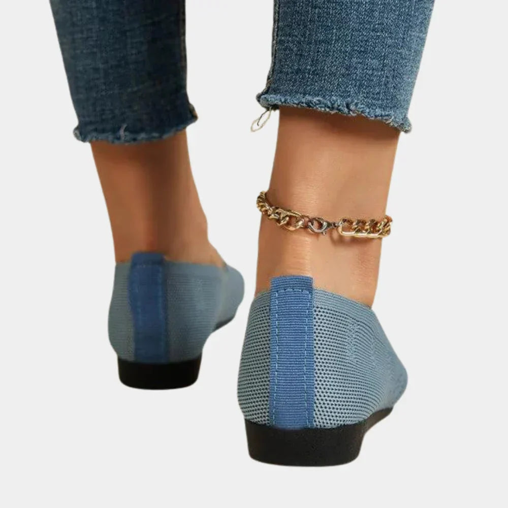 Stylish women's comfortable slip-on flats, offering orthopedic foot support for all-day walking.