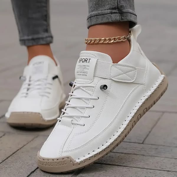 Women wearing comfortable slip-on orthopedic sneakers, perfect for daily walking and easy wear.