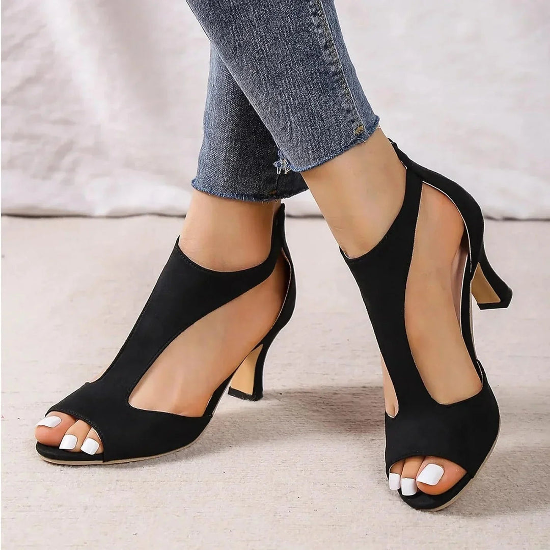 Stylish T-strap block heels with orthopedic design for women, offering superior comfort & foot support.