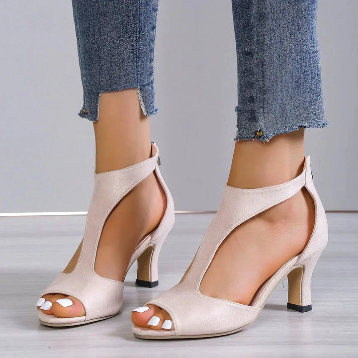 Black women's orthopedic T-strap block heels, perfect as formal dress shoes with foot support.