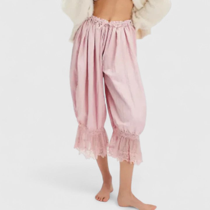 Unique design women's comfortable pants with artistic patchwork lace, stylish ladies trousers.