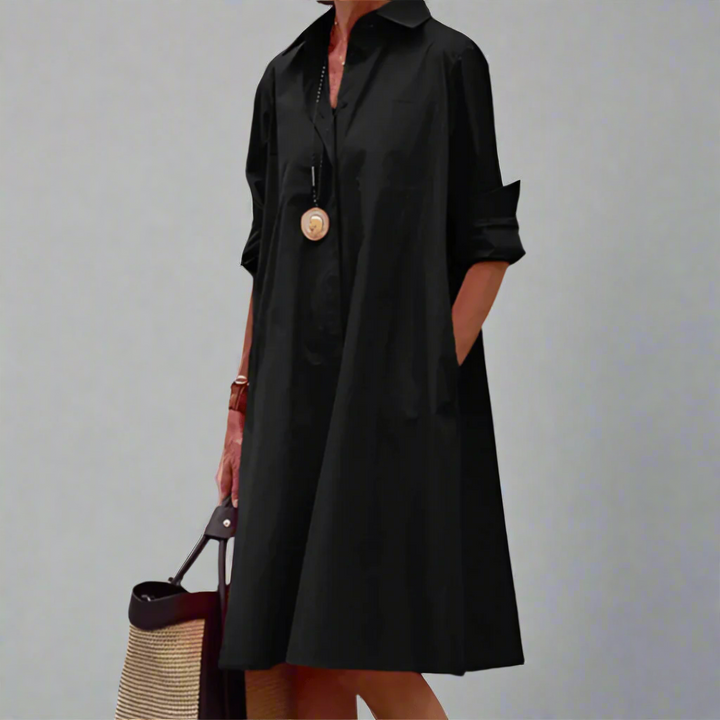 Versatile women's polo dress. Chic, comfortable short dress for spring, summer, & elegant casual everyday wear.