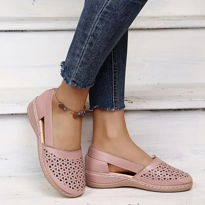 Comfortable women's slip-on wedge sandals, providing all-day support for summer adventures. Casual yet elegant.