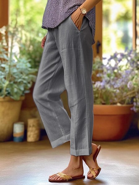 Soft, comfortable straight leg cropped pants for women, great for relaxed wear.