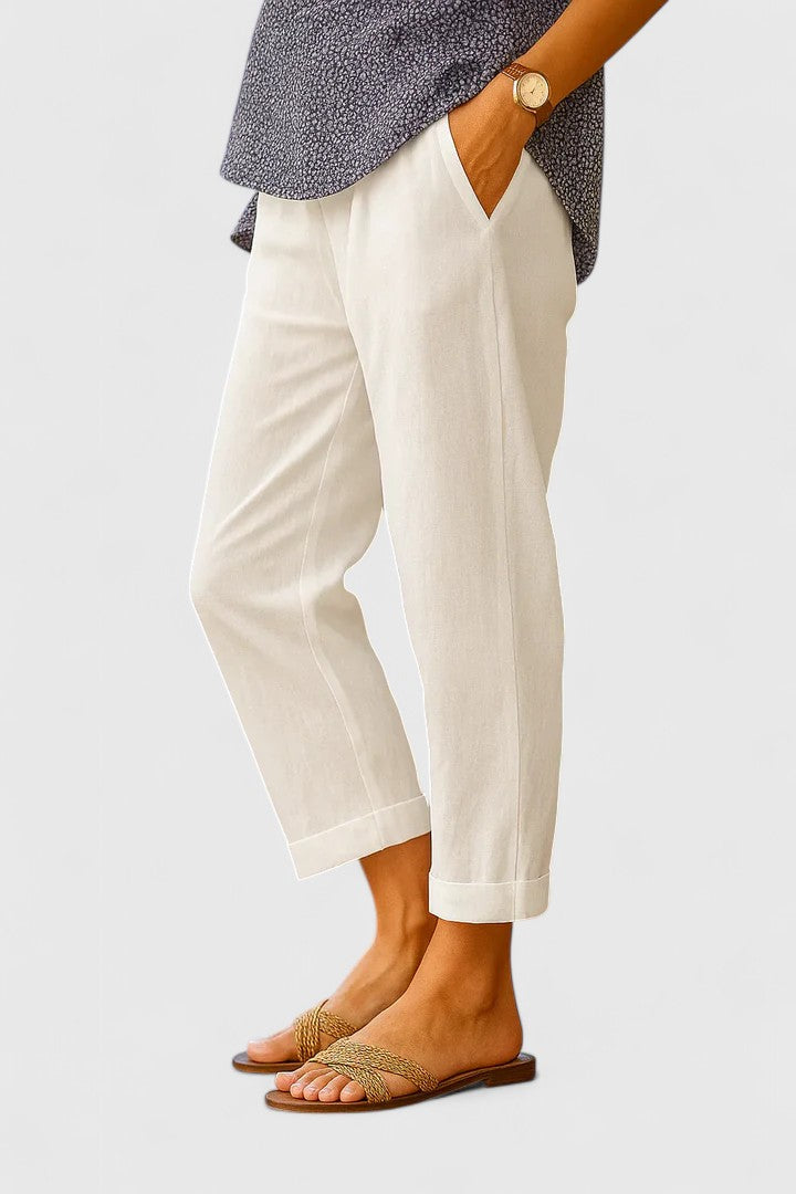 Women's comfortable straight-leg trousers in a relaxed fit, perfect for casual chic everyday wear.
