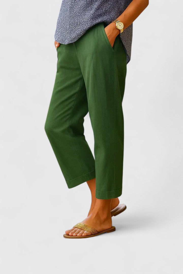 Versatile women's straight-leg trousers styled for casual chic everyday wear, offering a relaxed fit.