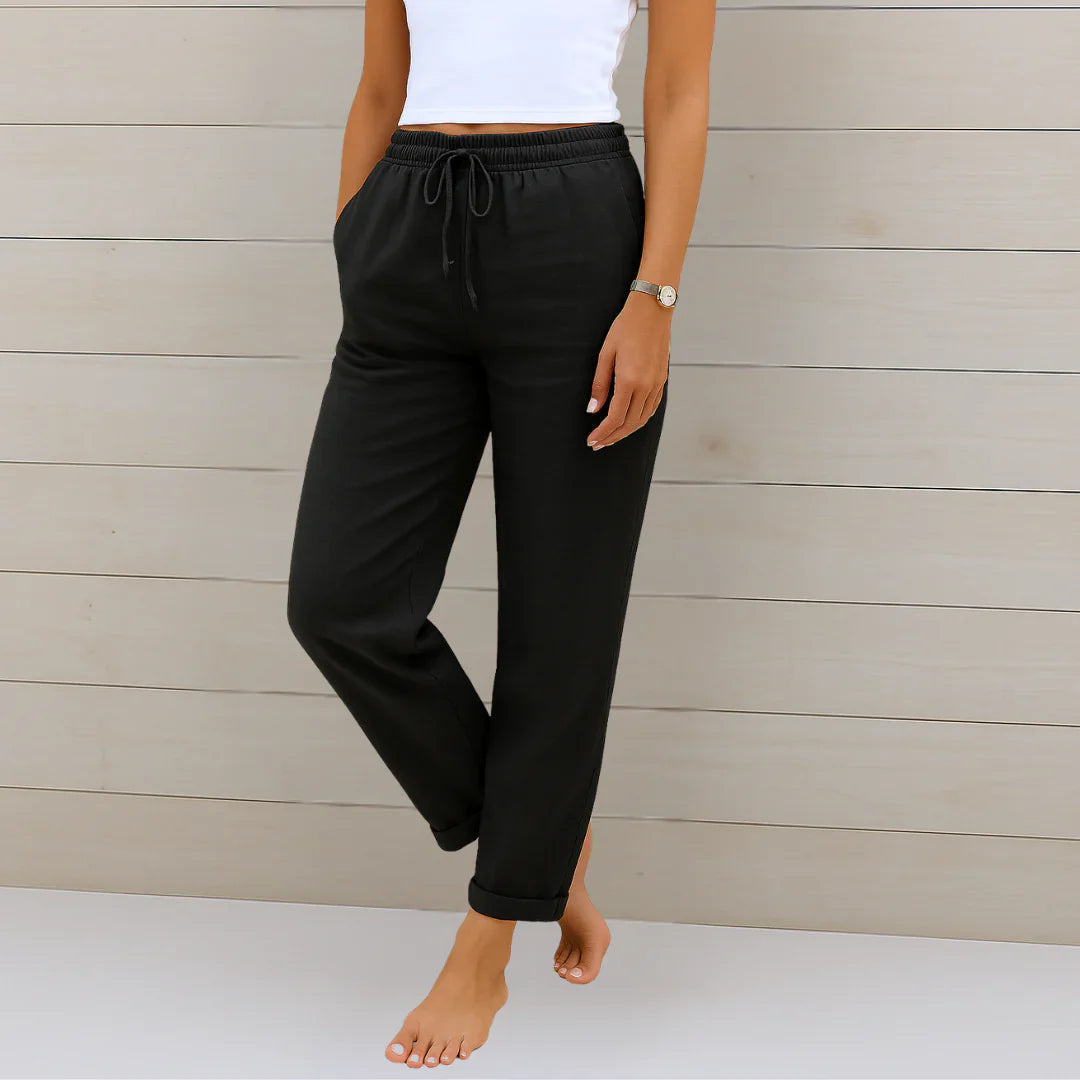 Casual women's stretch trousers for versatile spring outfits & comfortable summer fashion.
