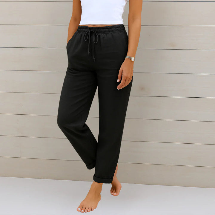 Casual women's stretch trousers for versatile spring outfits & comfortable summer fashion.