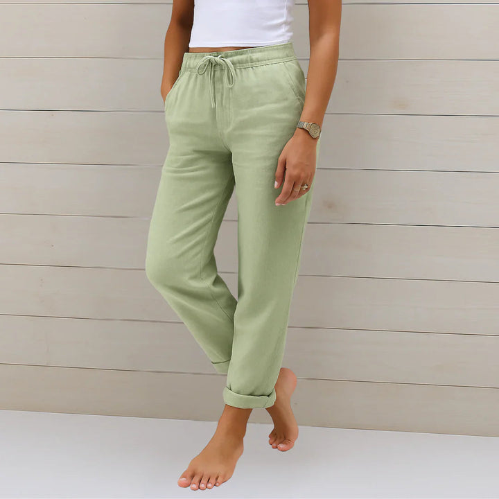 Comfortable & versatile women's stretch trousers, perfect for summer fashion & casual spring outfits.