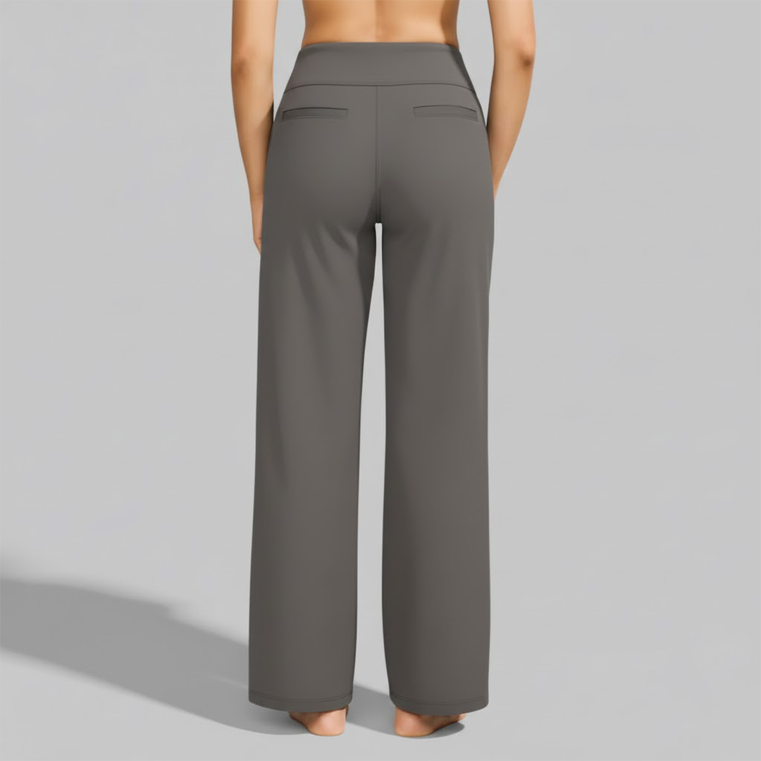Soft fabric ladies' stretch pants offering a flexible fit for ultimate comfort and versatile fashion.