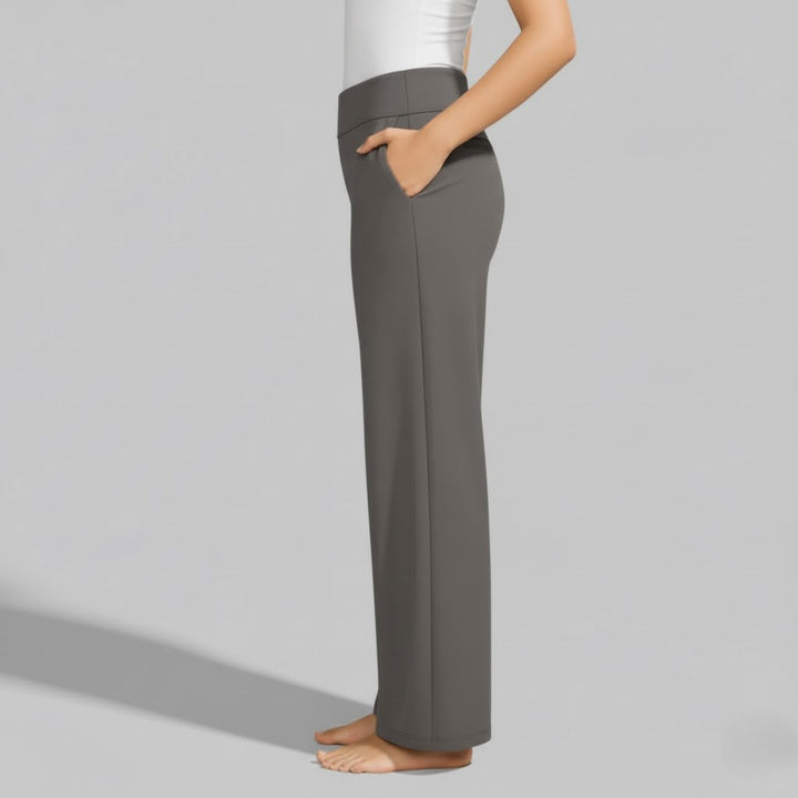 Flexible fit women's casual pants, designed for comfort with soft, stretchable fabric.