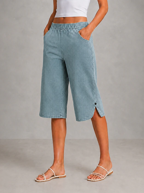 Versatile women's stretch wide leg capri pants for ultimate comfort, perfect for casual outings & summer fashion.
