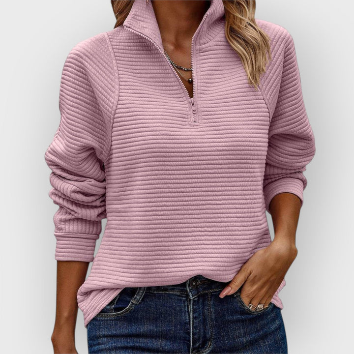 Women's comfortable V-neck jumper, a soft knit long sleeve pullover, perfect for relaxed casual wear.