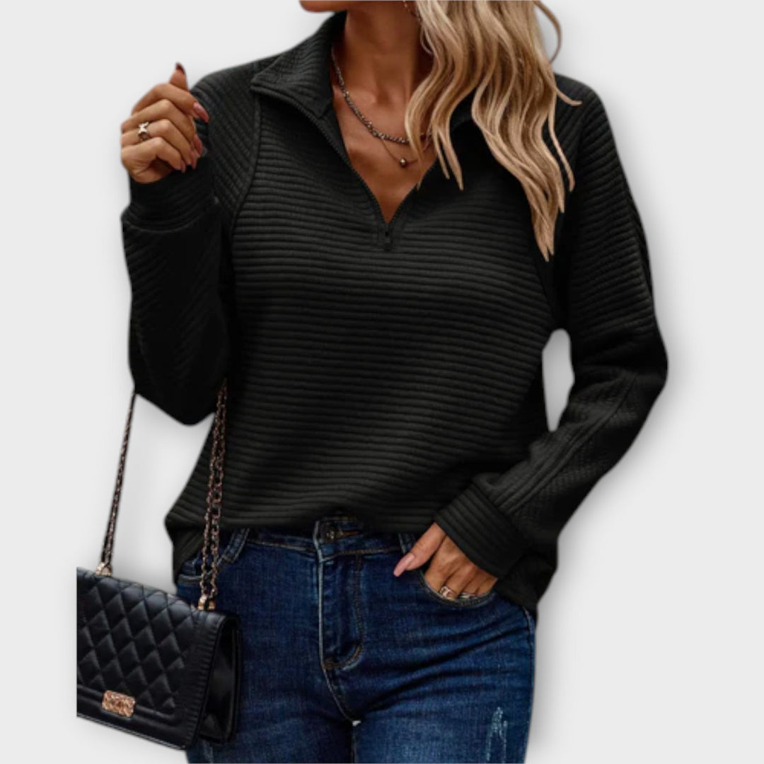 Soft comfortable women's V-neck pullover, a cozy long sleeve knit jumper ideal for autumn and winter fashion.