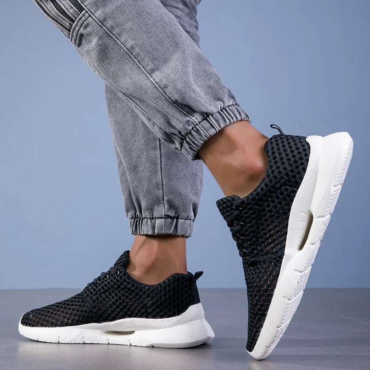 White women's supportive casual sneakers featuring advanced arch support technology for comfort.