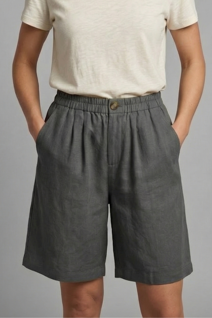 Activewear women's shorts with a comfy elastic waist, drawstring, and spacious side pockets.