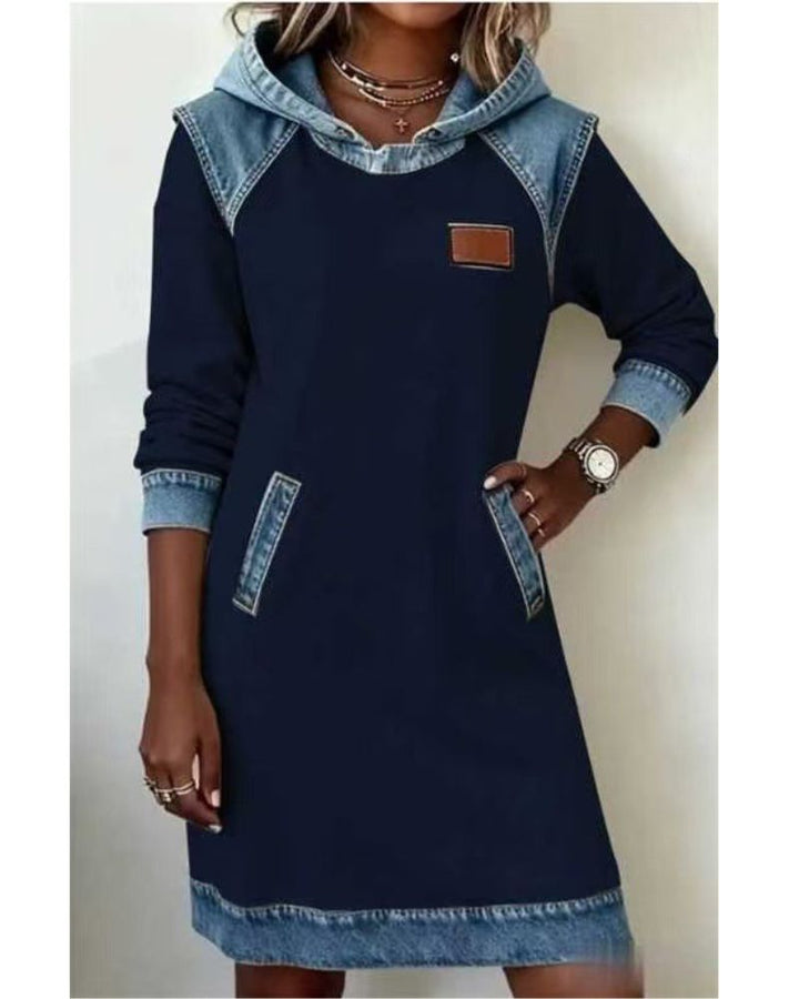 Stylish women's hooded casual dress, combining chic comfort for versatile everyday and streetwear looks.