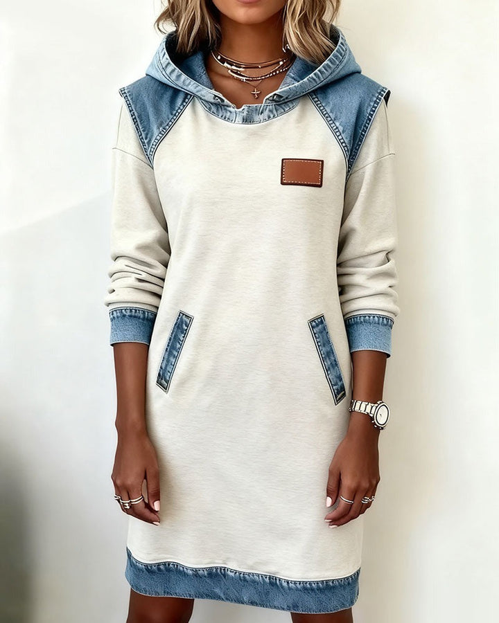 Comfortable women's long sleeve hooded dress. Chic casual style, perfect for everyday and relaxed wear.