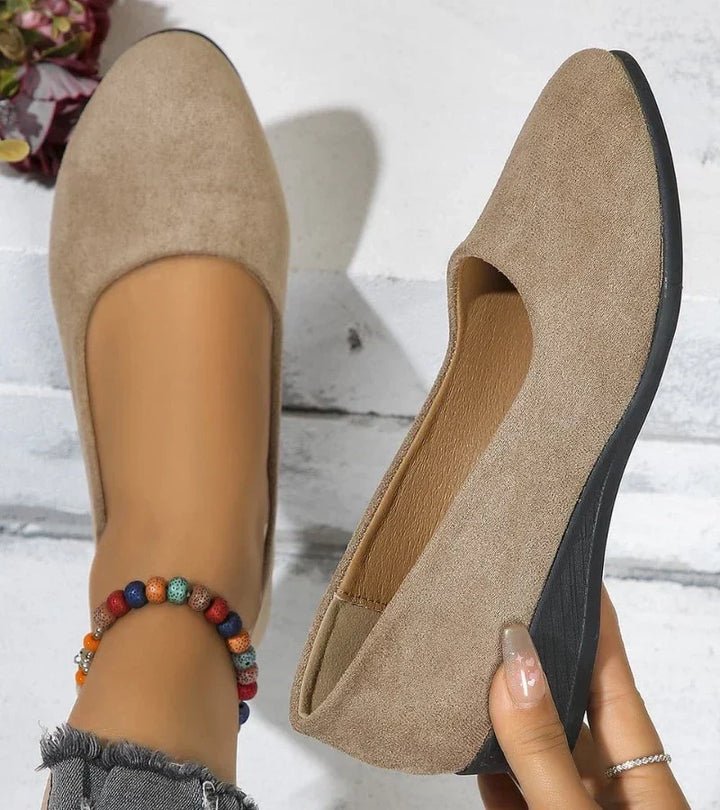 Stylish & comfy women's round toe slip-on low wedge shoes, perfect everyday ladies' footwear.